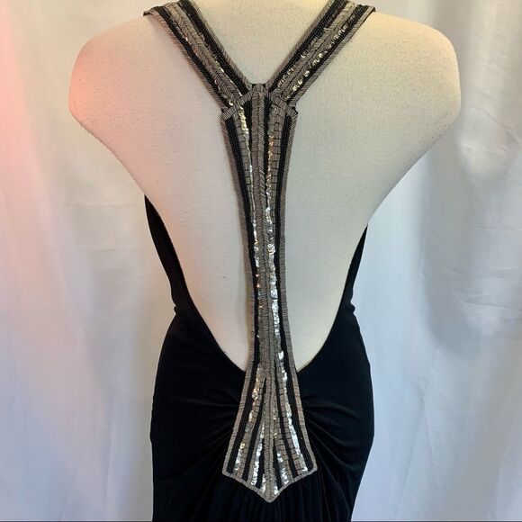 JAY Ahr Black Beaded Sequin Gown Dress Size Medium - Picture 4 of 13